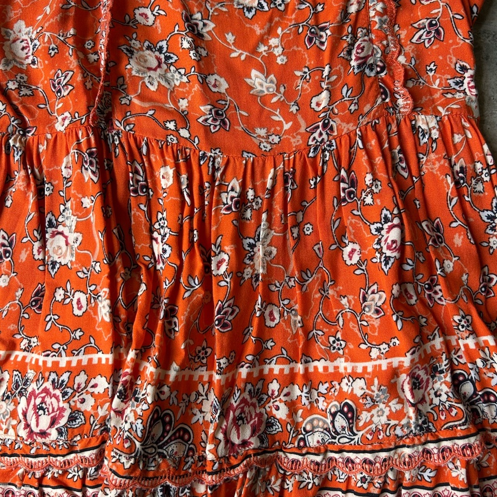 Urban Outfitters boho Orange Floral Dress - Picture 4 of 6
